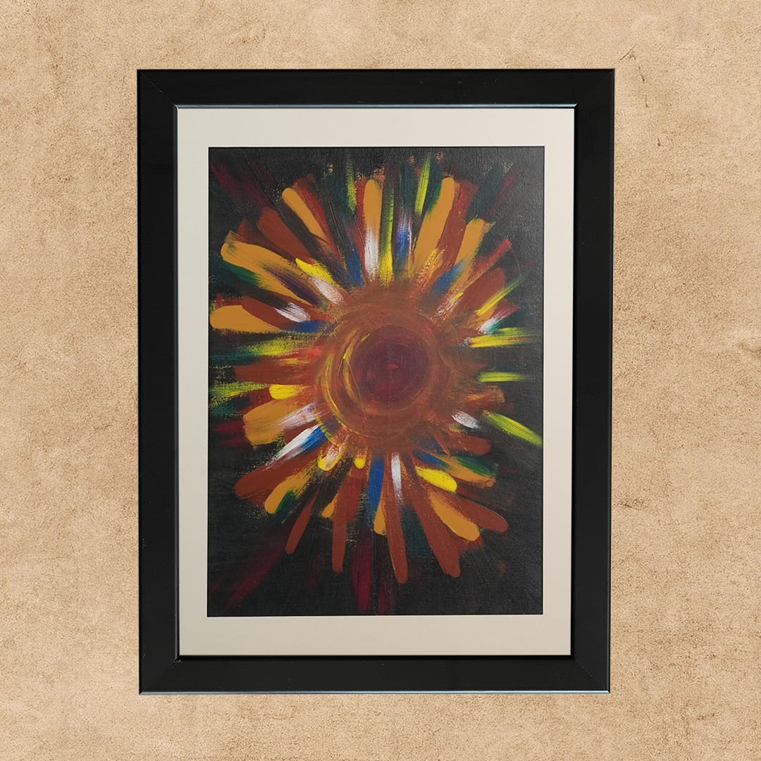 Colourful painting of a radiant sunflower